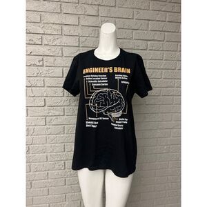 Gildan Black Engineer’s Brain Graphic Short Sleeve T Shirt Size M (Unisex)